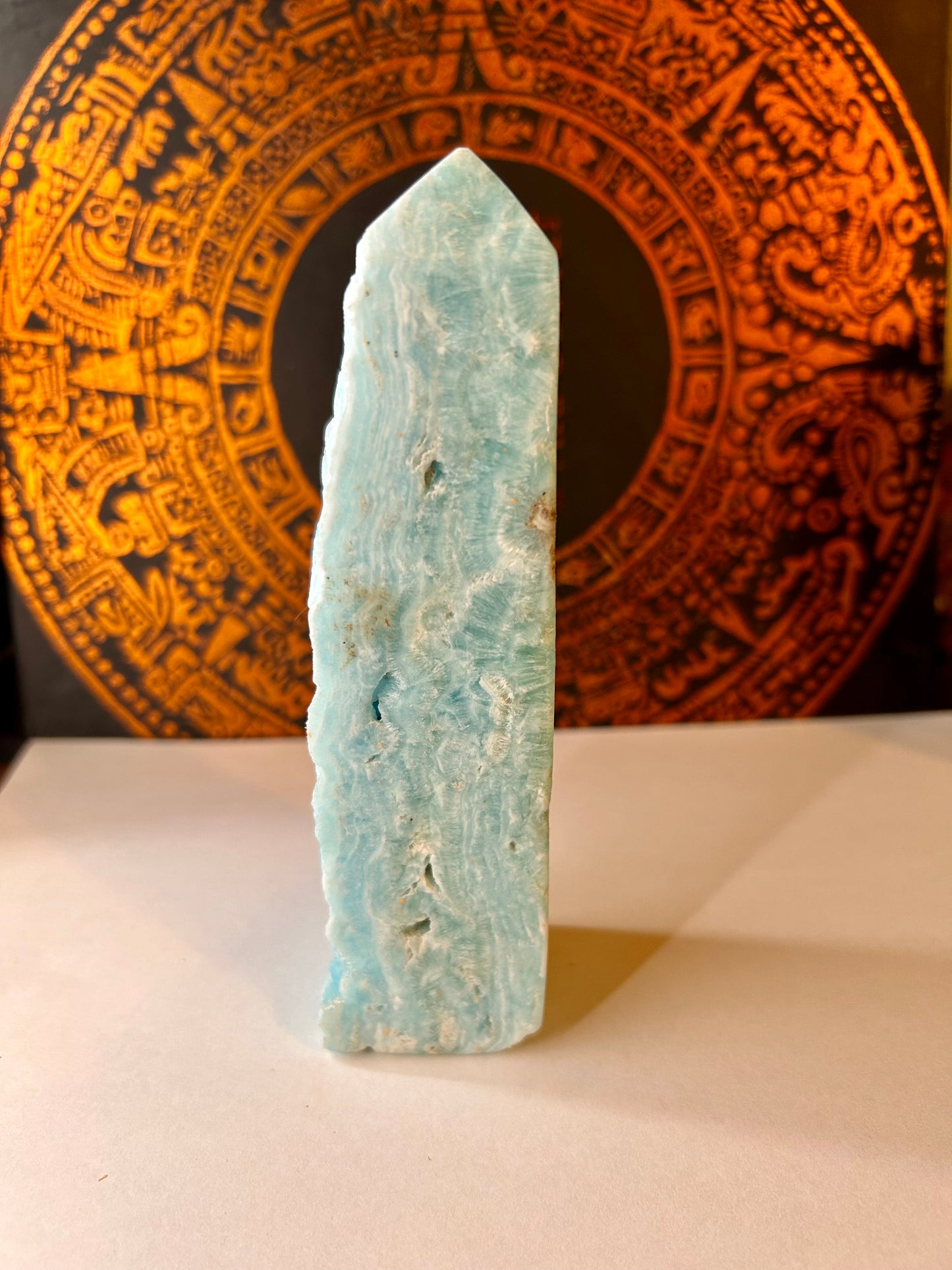 Blue Aragonite Tower, Large with Druzy