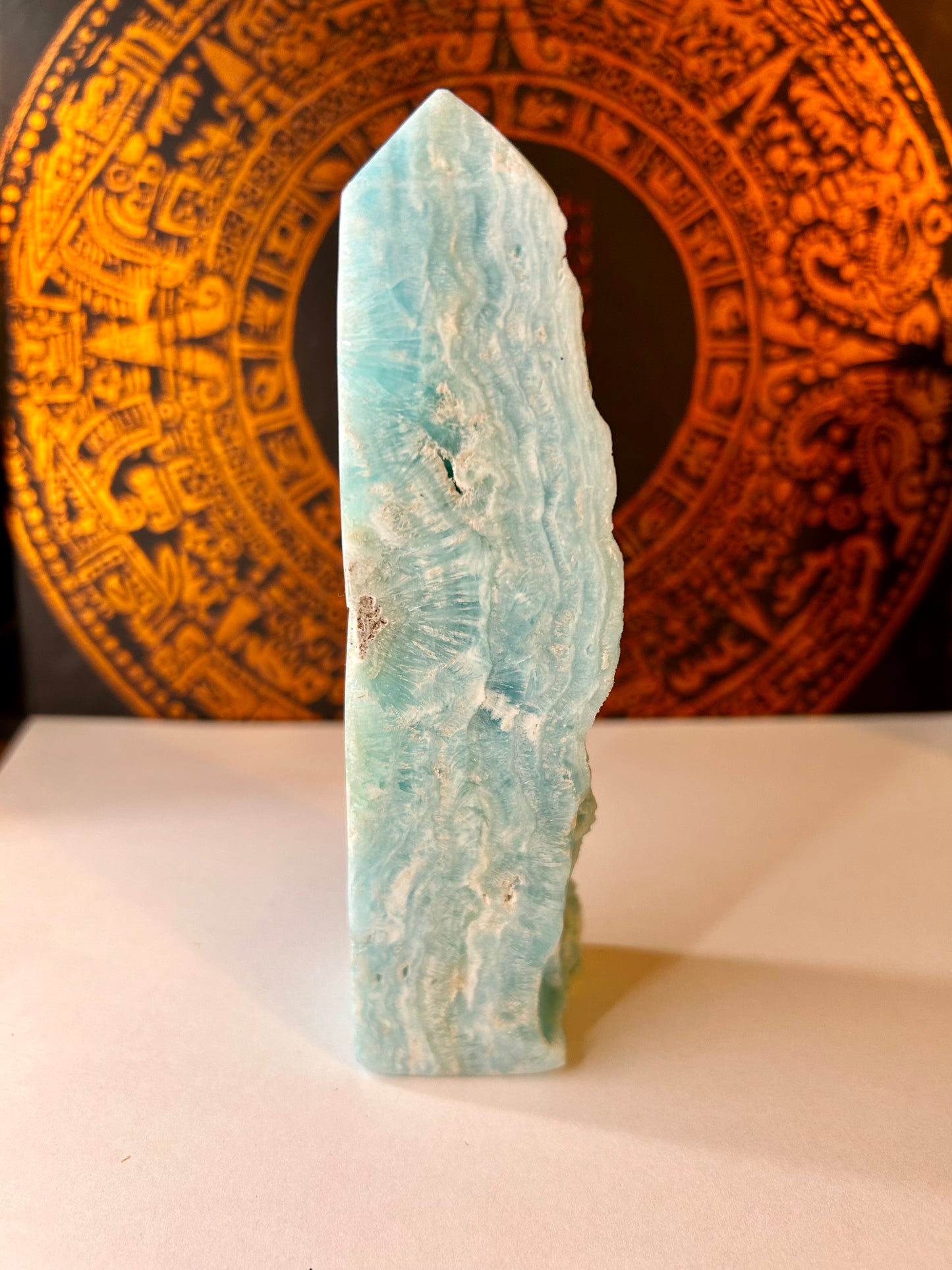 Blue Aragonite Tower, Large with Druzy