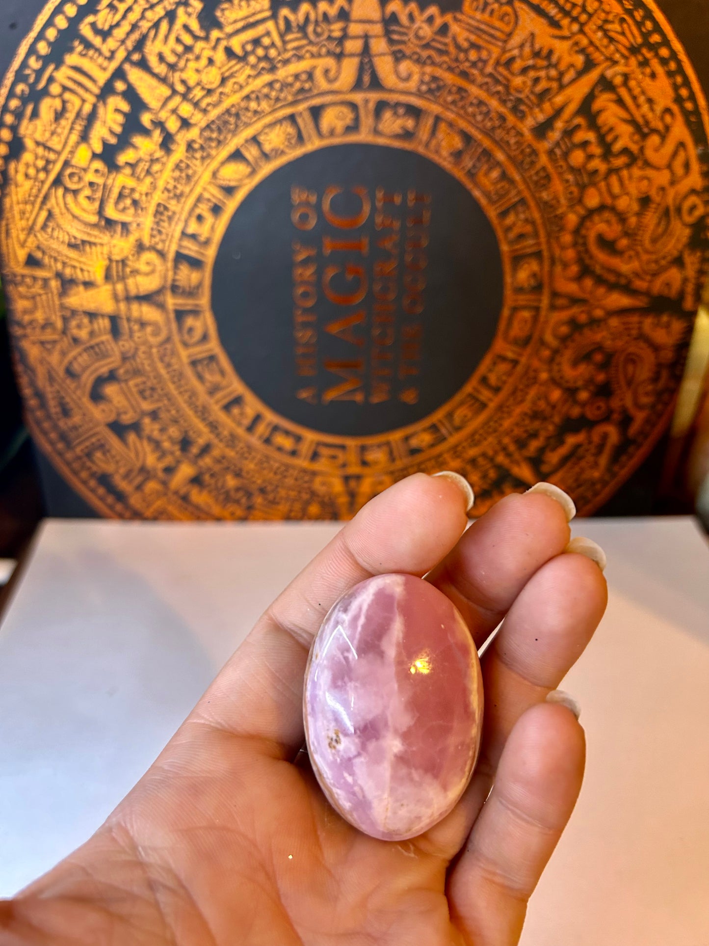 Pink Aragonite, Palm Stone, Small